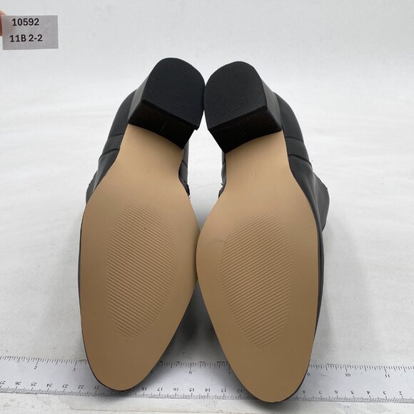 Black Women Closed Toe Ankle Boots Chunky Heels Zip Up Short Booties Work Shoes - Picture 6 of 6